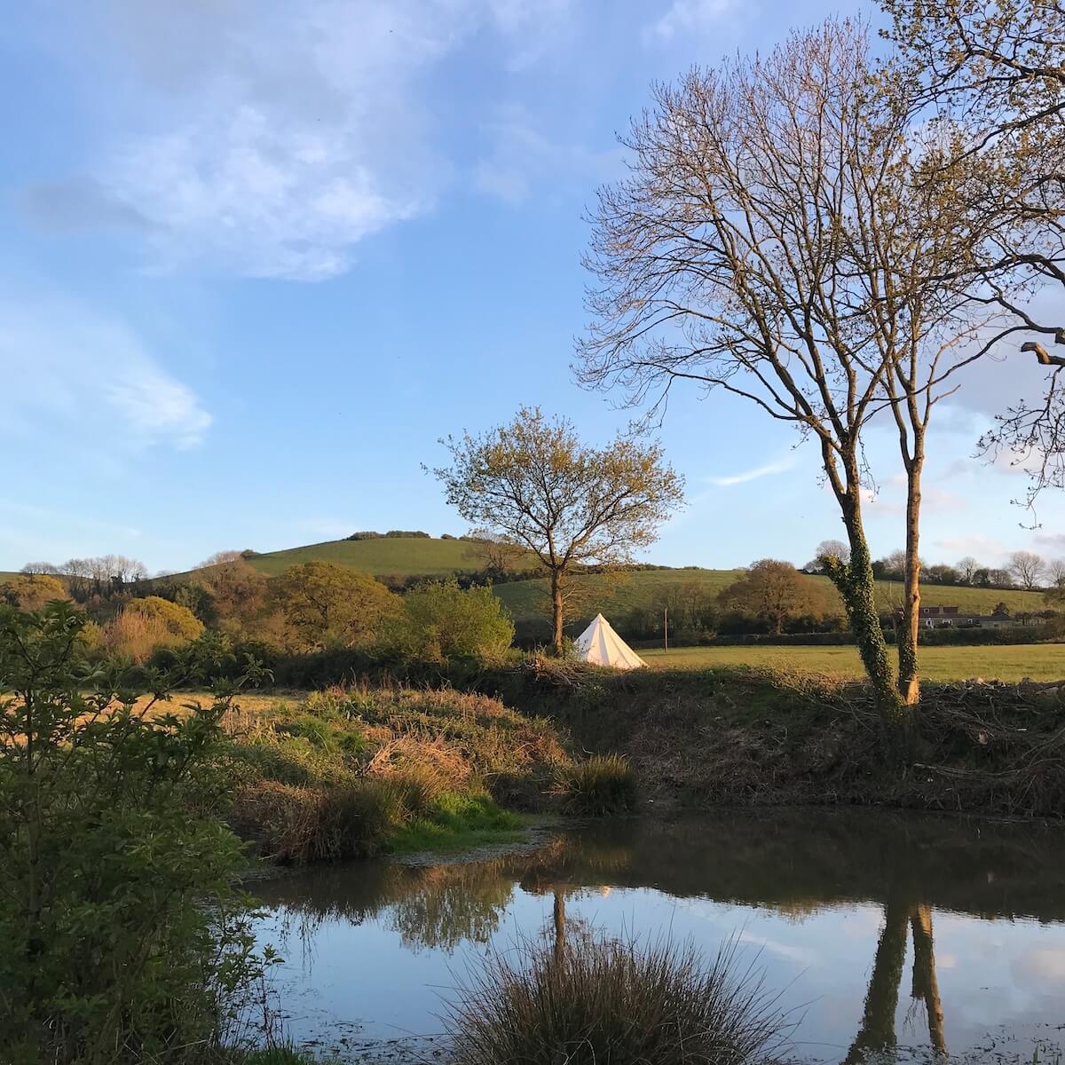 Sunset over the Quiet Camping Field